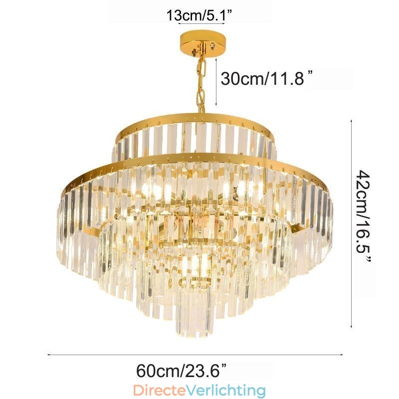 Gouden Kristallen Hanglamp 4 Lagen Plafondverlichting 7 Lampen