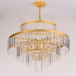 Gouden Kristallen Hanglamp 4 Lagen Plafondverlichting 7 Lampen