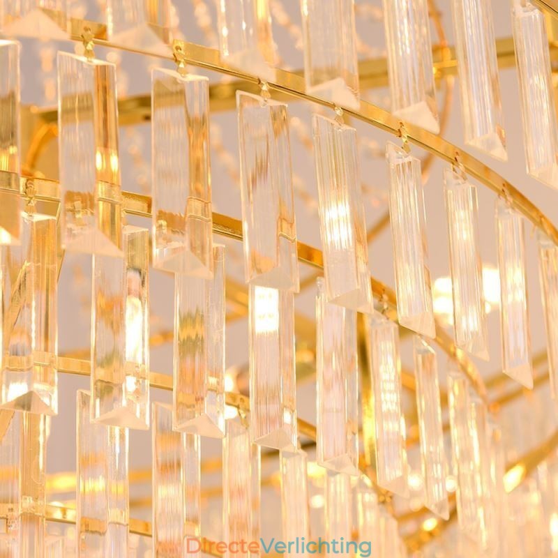 Gouden Kristallen Hanglamp 4 Lagen Plafondverlichting 7 Lampen