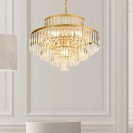 Gouden Kristallen Hanglamp 4 Lagen Plafondverlichting 7 Lampen