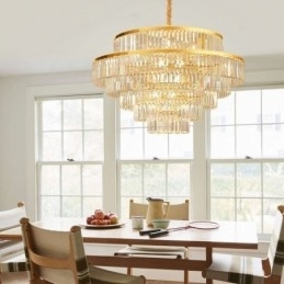 Gouden Kristallen Hanglamp 5 Lagen Plafondverlichting 7 Lampen