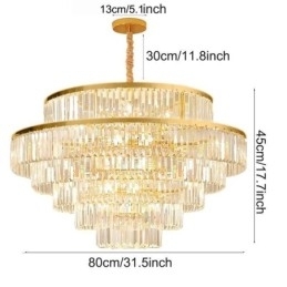 Gouden Kristallen Hanglamp 5 Lagen Plafondverlichting 7 Lampen