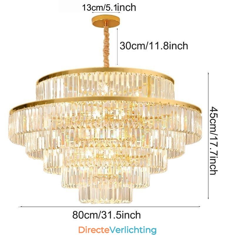 Gouden Kristallen Hanglamp 5 Lagen Plafondverlichting 7 Lampen