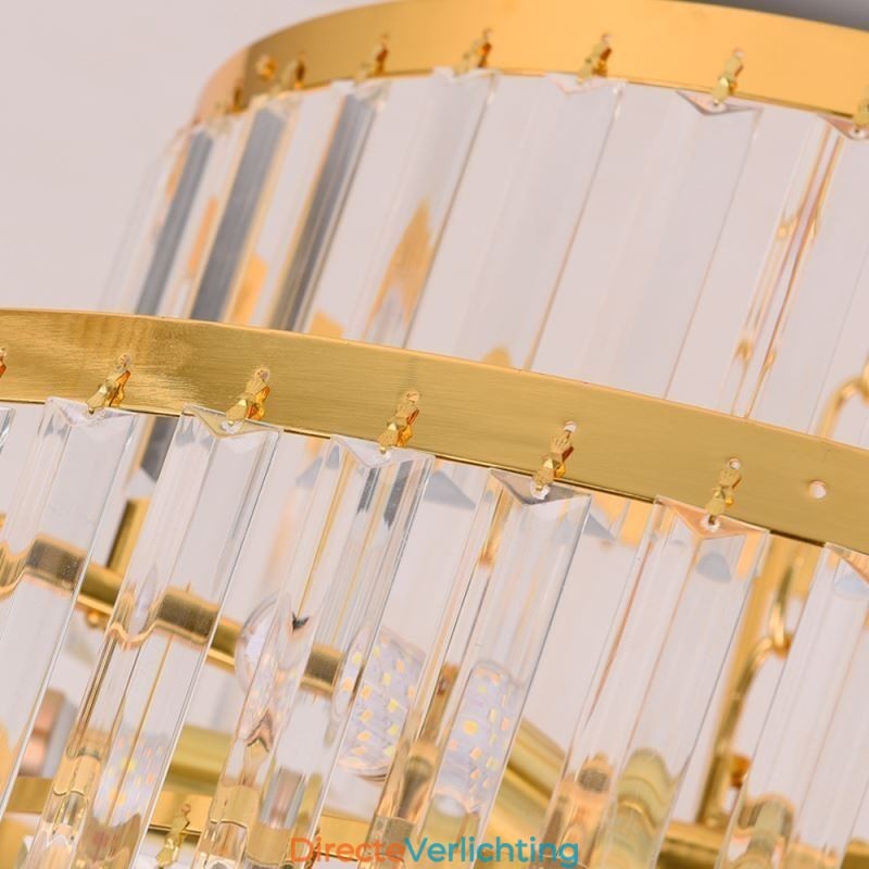 Gouden Kristallen Hanglamp 5 Lagen Plafondverlichting 7 Lampen