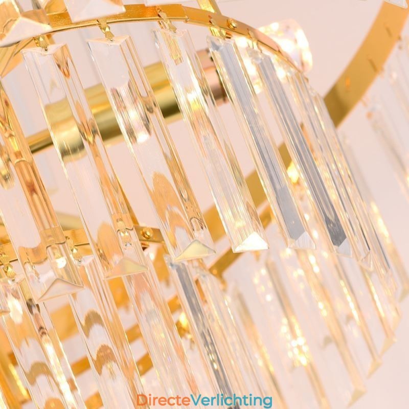 Gouden Kristallen Hanglamp 5 Lagen Plafondverlichting 7 Lampen