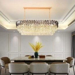 Europese Kristallen Hanglamp Luxe Ovale Plafondlamp