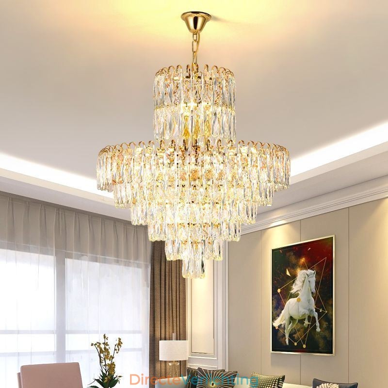 Moderne kristallen hanglamp, hedendaagse plafondverlichting, armaturen