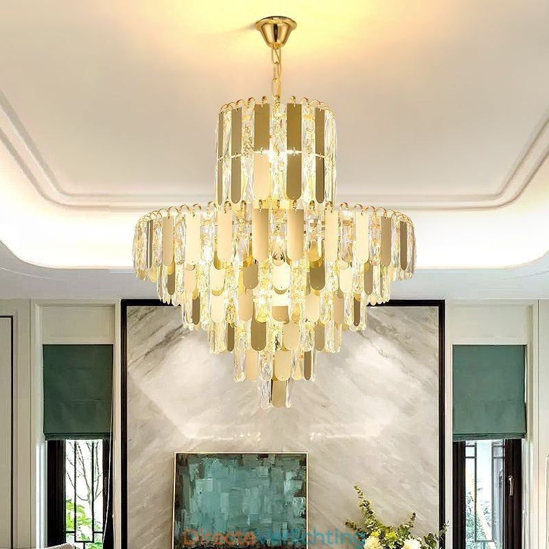 Moderne kristallen hanglamp, hedendaagse plafondverlichting, armaturen