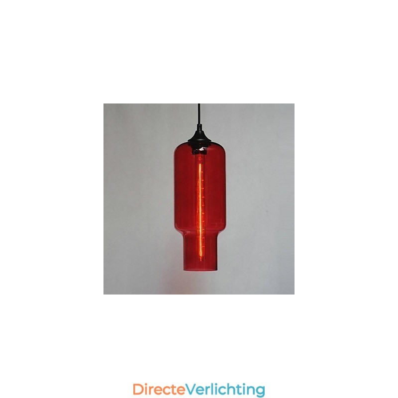 Moderne glazen hanglamp in bruin bubbeldesign
