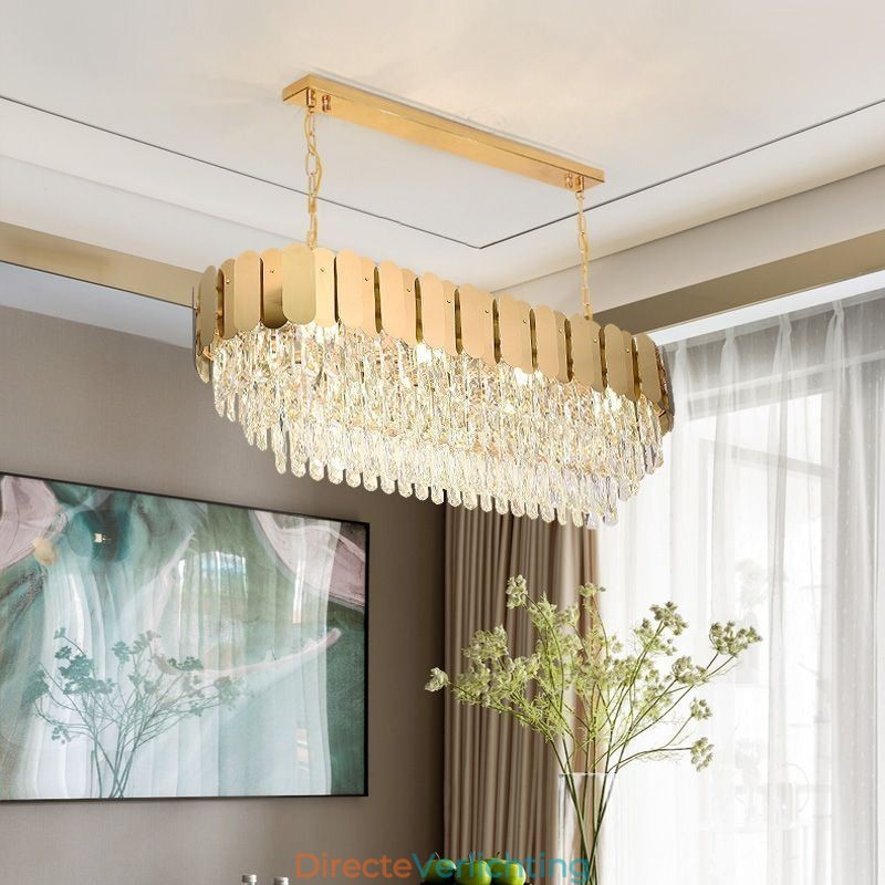 Kristallen hanglamp Luxe ovale plafondlamp