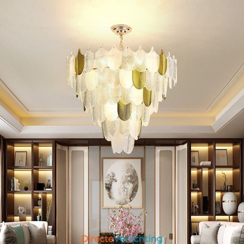 Kristallen elegante blad hanglamp plafond hanglamp