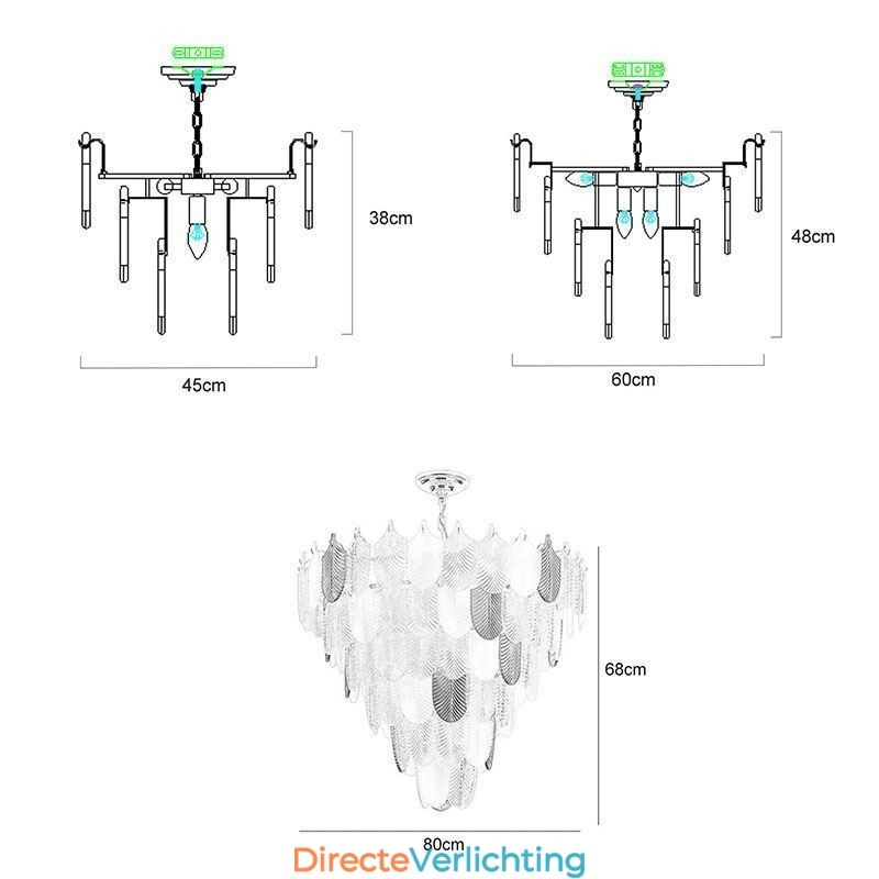 Kristallen elegante blad hanglamp plafond hanglamp