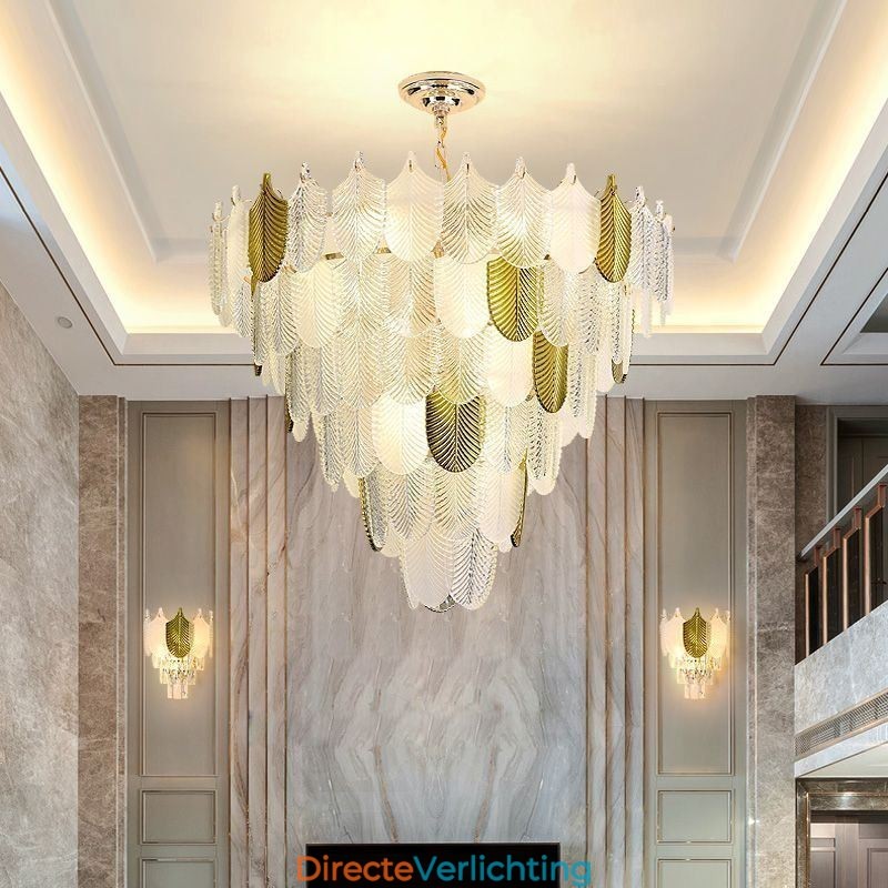 Kristallen elegante blad hanglamp plafond hanglamp