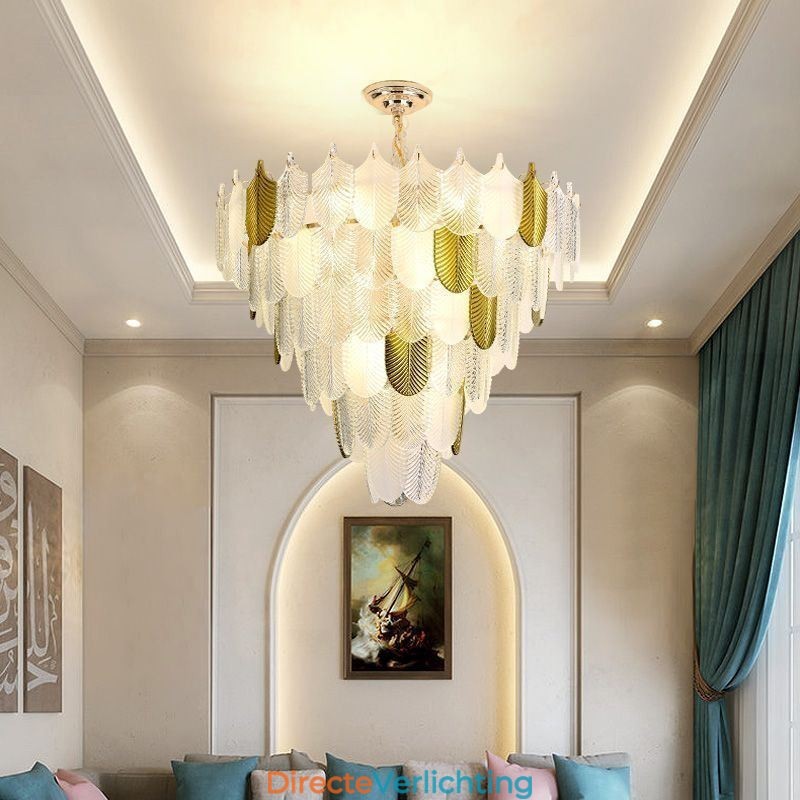 Kristallen elegante blad hanglamp plafond hanglamp