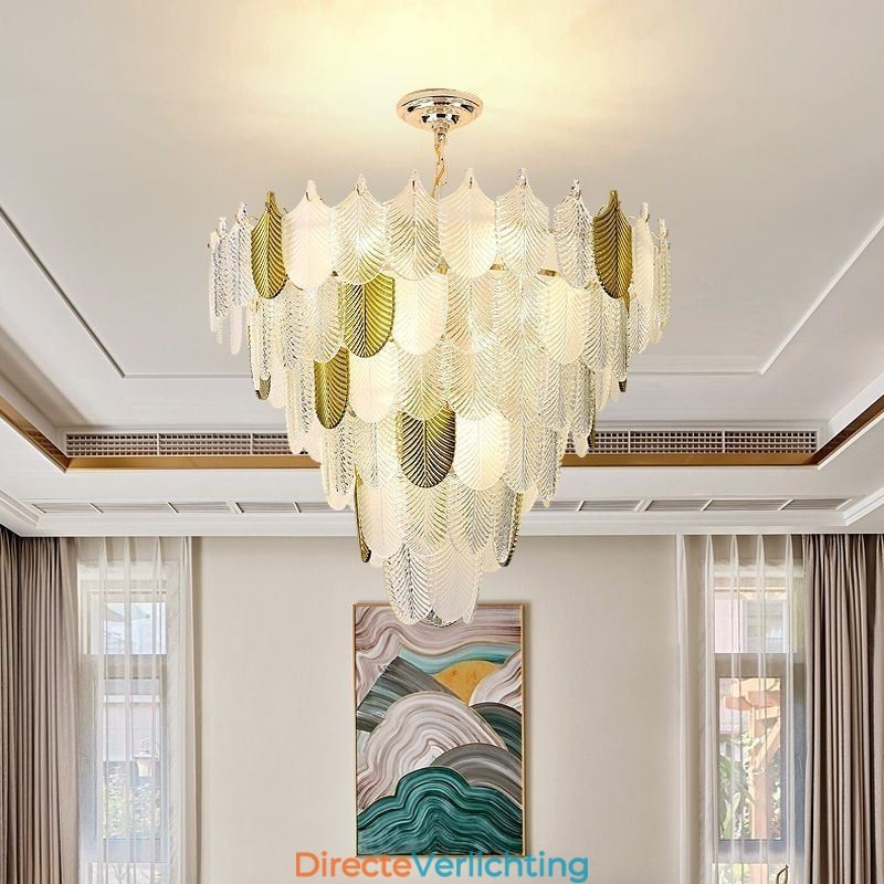 Kristallen elegante blad hanglamp plafond hanglamp