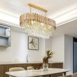 Moderne kristallen hanglamp Luxe ovale plafondlamp