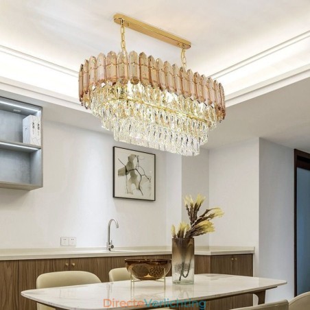 Moderne kristallen hanglamp Luxe ovale plafondlamp Moderne kristallen hanglamp Luxe ovale plafondlamp