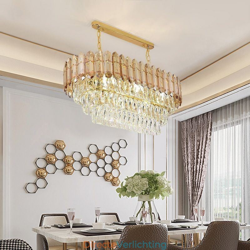 Moderne kristallen hanglamp Luxe ovale plafondlamp