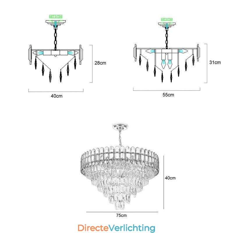 Moderne kristallen hanglamp plafondverlichtingsarmatuur