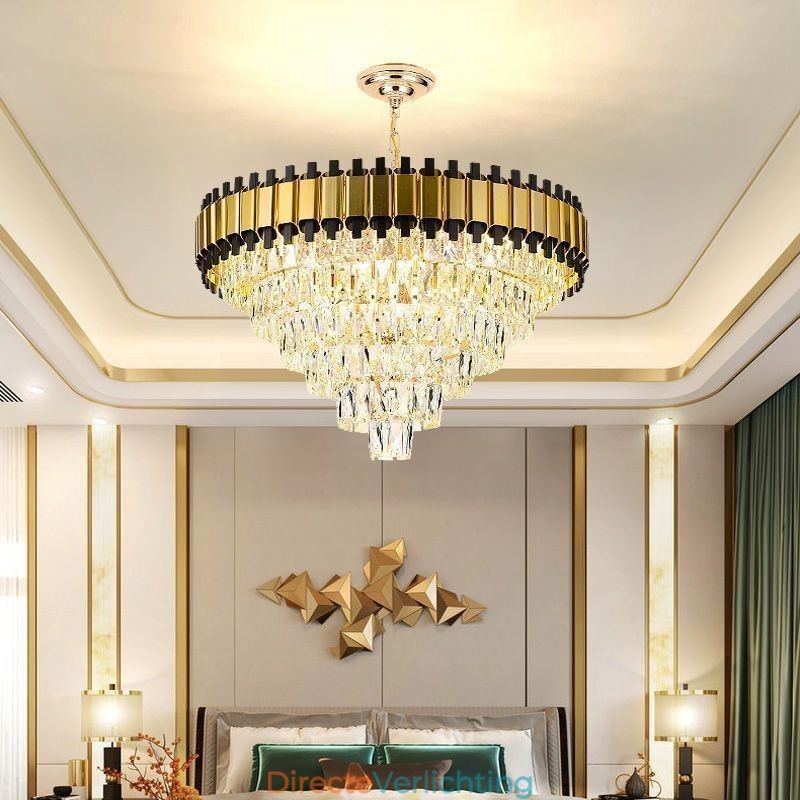 Luxe kristallen hanglamp ronde plafondverlichting