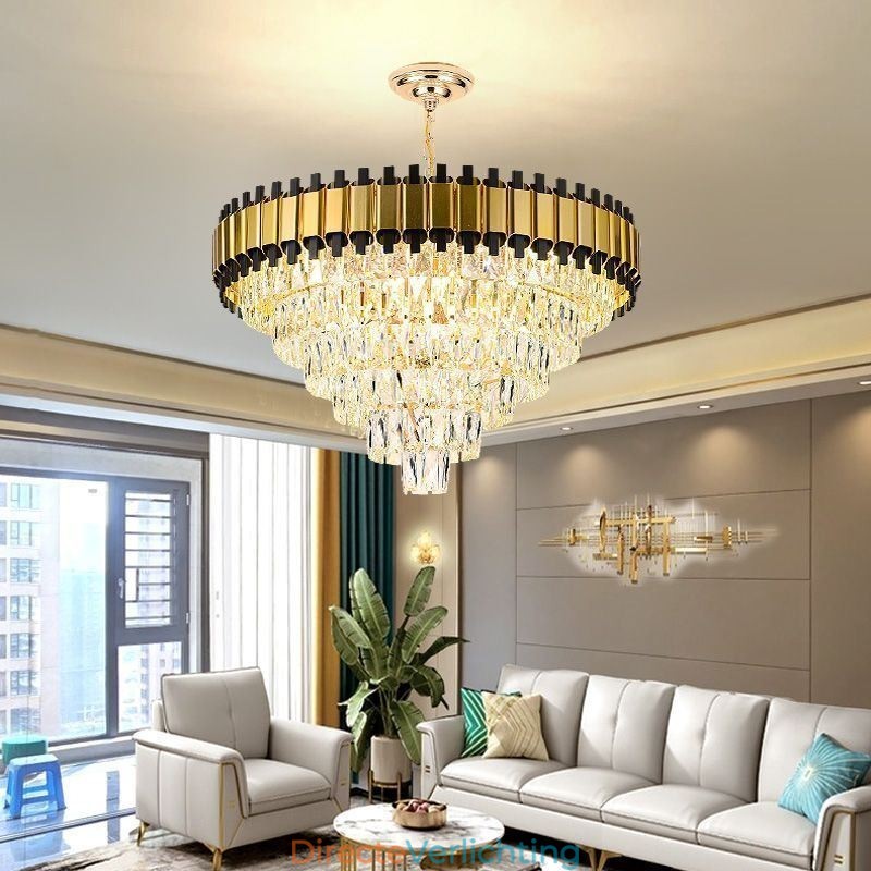 Luxe kristallen hanglamp ronde plafondverlichting