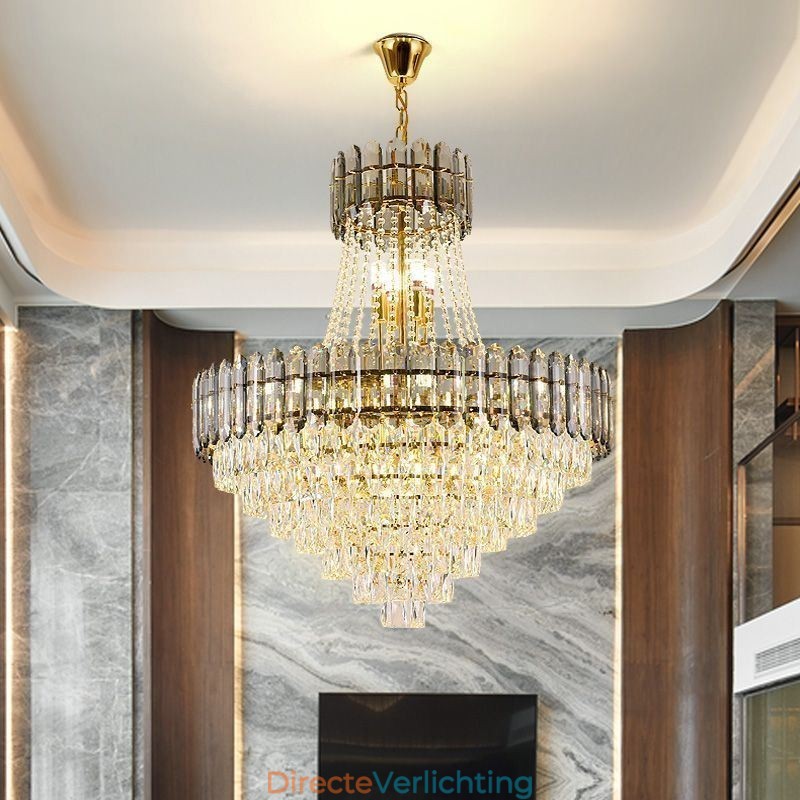 Moderne gouden kristallen hanglamp