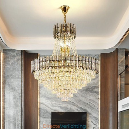 Moderne gouden kristallen hanglamp Moderne gouden kristallen hanglamp