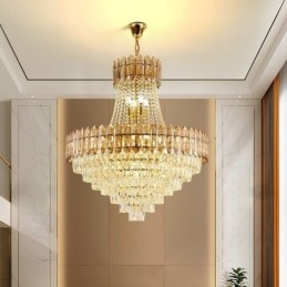 Moderne gouden kristallen hanglamp