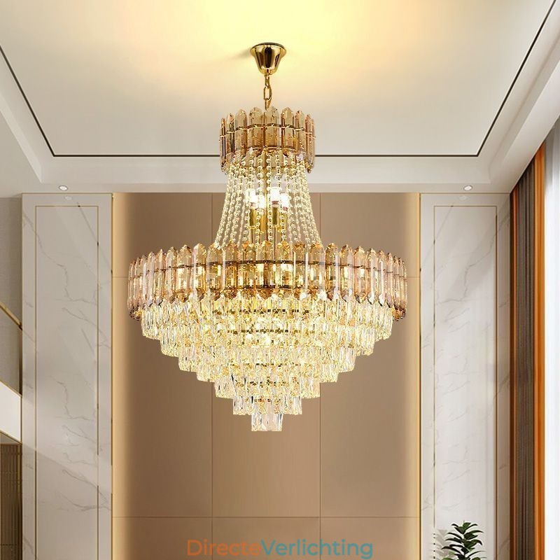 Moderne gouden kristallen hanglamp