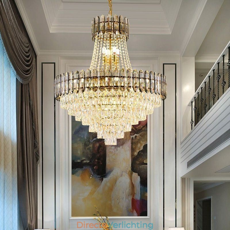 Moderne gouden kristallen hanglamp
