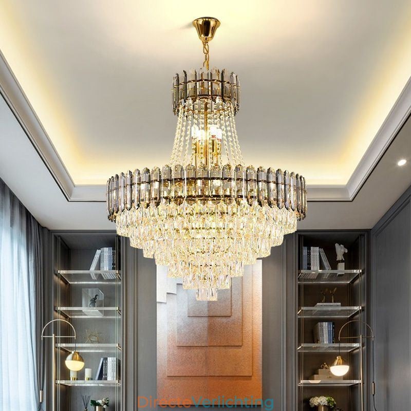 Moderne gouden kristallen hanglamp