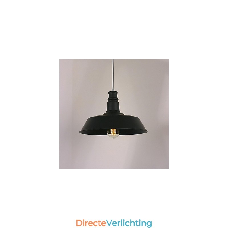 Zwarte moderne hanglamp in cirkelvormige lampenkap