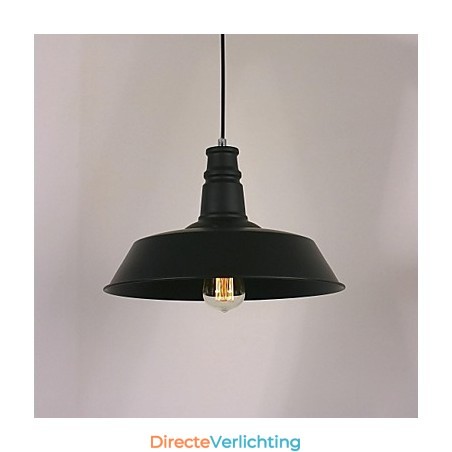 Zwarte moderne hanglamp in cirkelvormige lampenkap Zwarte moderne hanglamp in cirkelvormige lampenkap