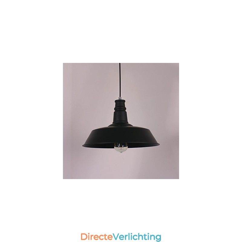 Zwarte moderne hanglamp in cirkelvormige lampenkap