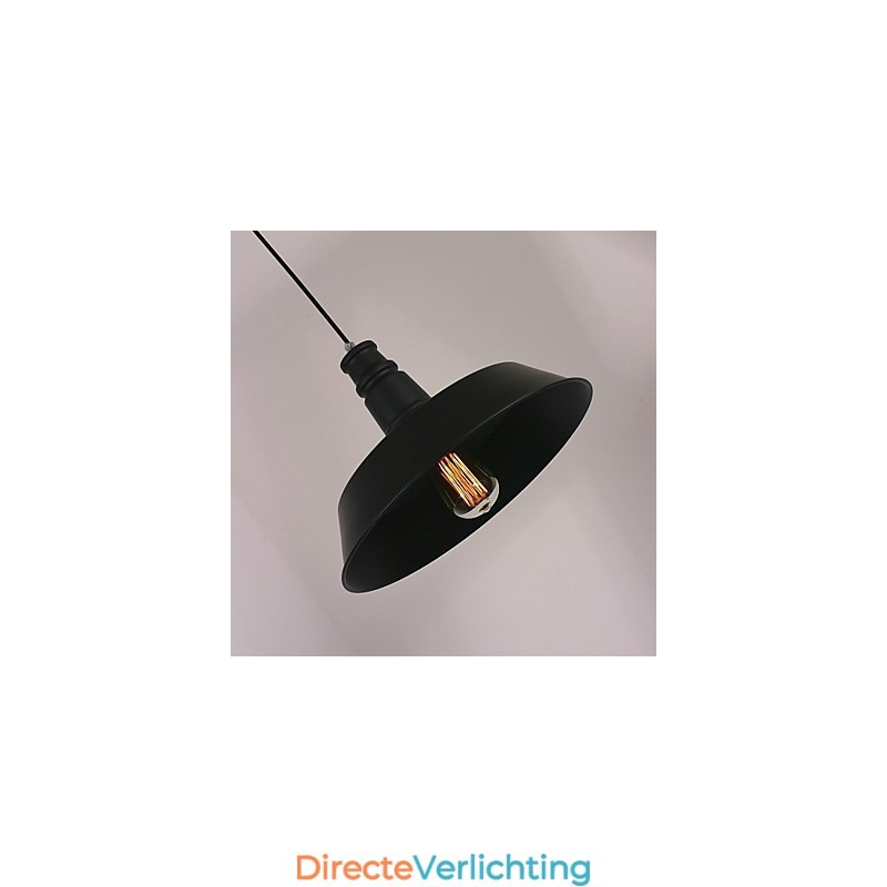 Zwarte moderne hanglamp in cirkelvormige lampenkap