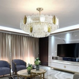 Luxe blad hanglamp kristal plafondlamp armatuur