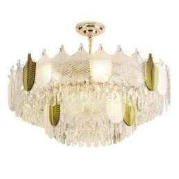 Luxe blad hanglamp kristal plafondlamp armatuur