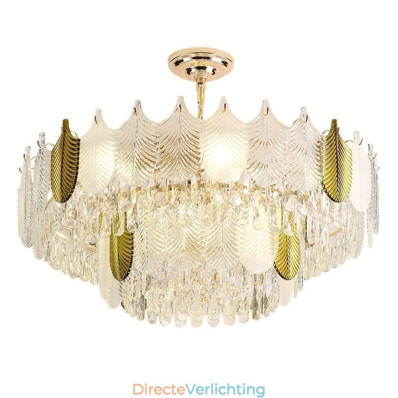 Luxe blad hanglamp kristal plafondlamp armatuur