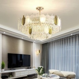 Luxe blad hanglamp kristal plafondlamp armatuur