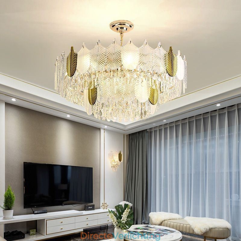 Luxe blad hanglamp kristal plafondlamp armatuur