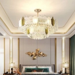 Luxe blad hanglamp kristal plafondlamp armatuur