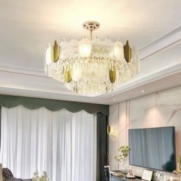 Luxe blad hanglamp kristal plafondlamp armatuur