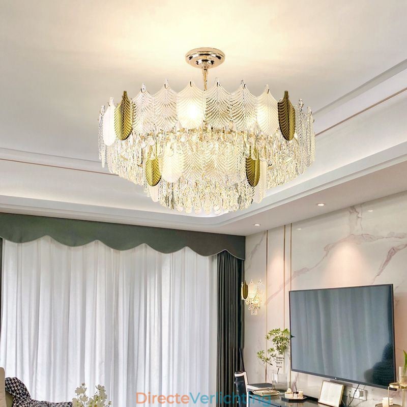 Luxe blad hanglamp kristal plafondlamp armatuur