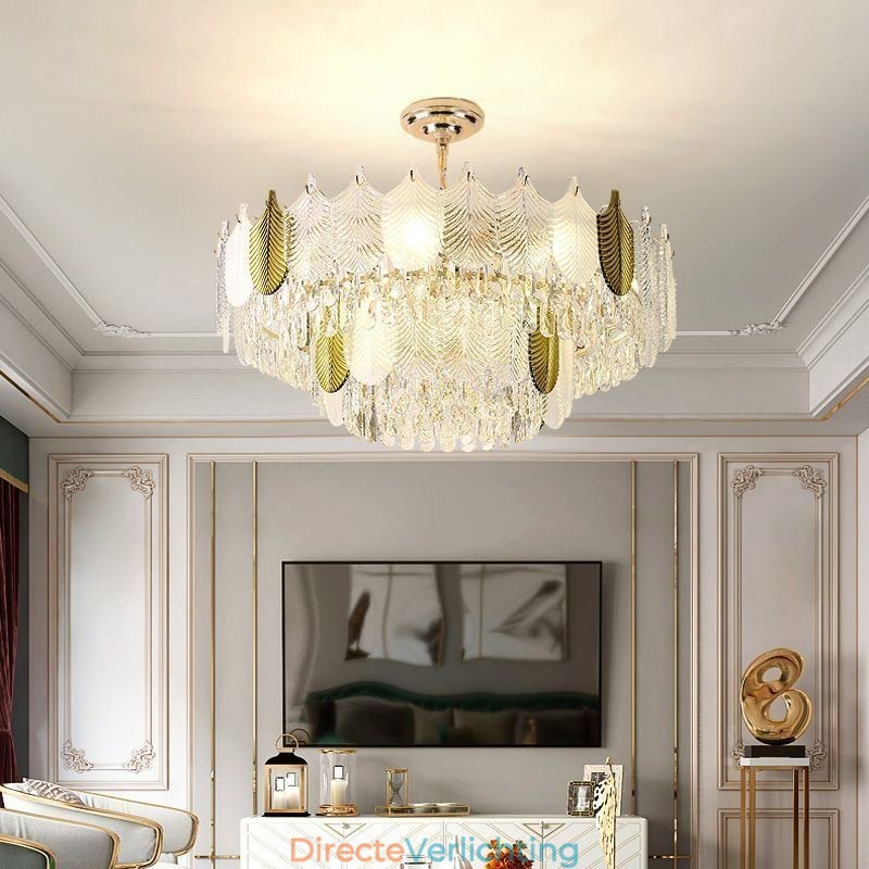 Luxe blad hanglamp kristal plafondlamp armatuur