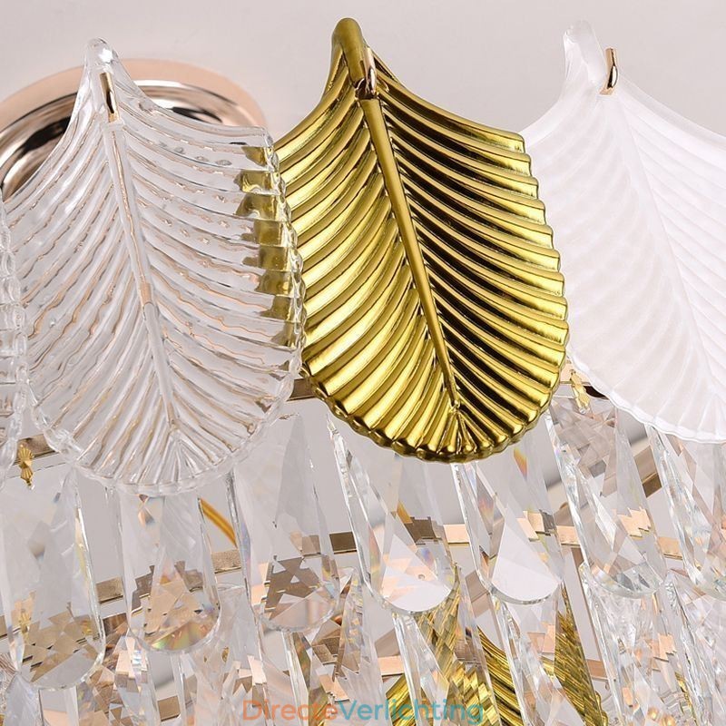 Luxe blad hanglamp kristal plafondlamp armatuur