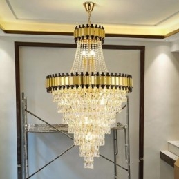 Luxe gouden hanglamp kristal plafondlamp armatuur