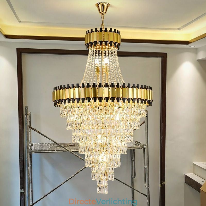 Luxe gouden hanglamp kristal plafondlamp armatuur