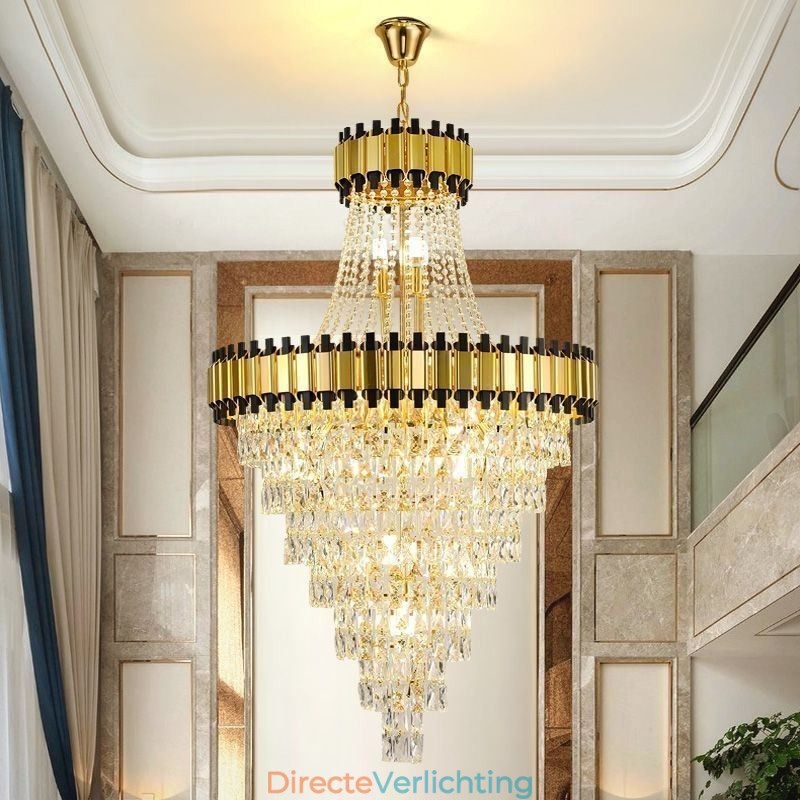 Luxe gouden hanglamp kristal plafondlamp armatuur
