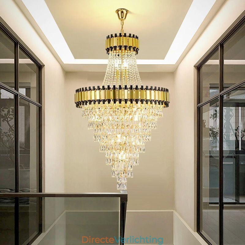 Luxe gouden hanglamp kristal plafondlamp armatuur