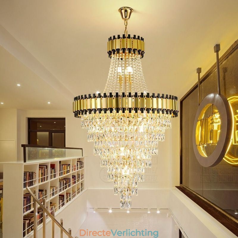 Luxe gouden hanglamp kristal plafondlamp armatuur